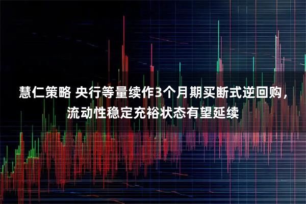 慧仁策略 央行等量续作3个月期买断式逆回购，流动性稳定充裕状态有望延续